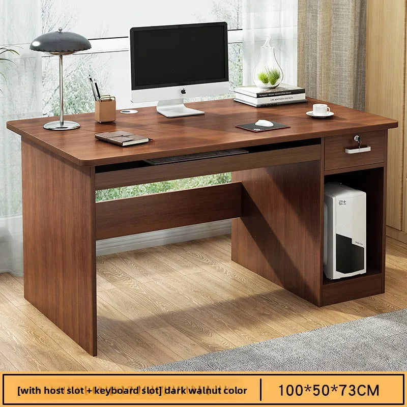 Modern Minimalist Writing & Computer Desk — Durable Wood Office Desk in Oak & Dark Walnut