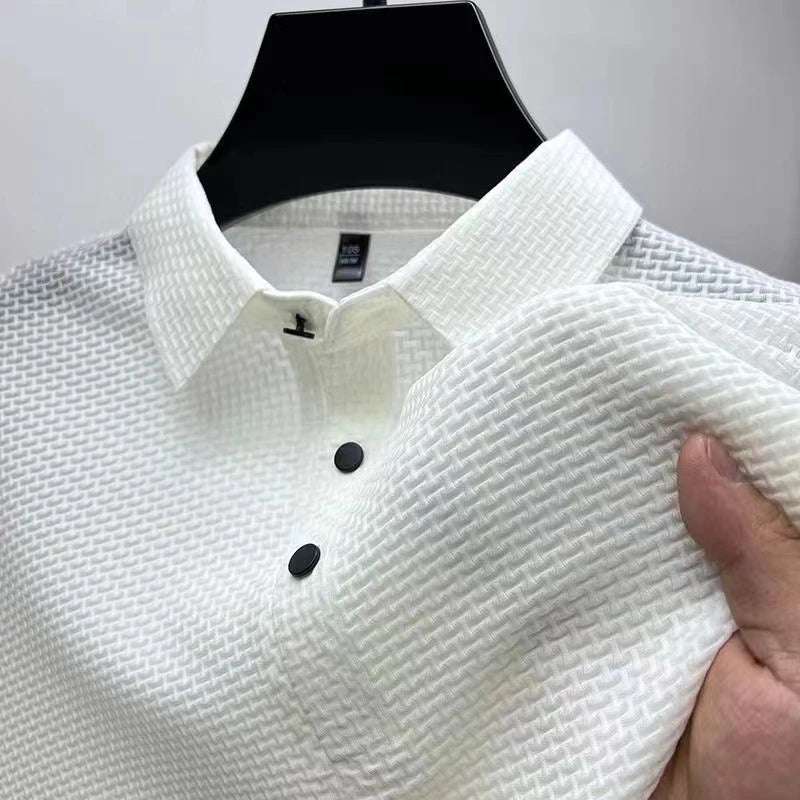 Men's Bone Flower Print Polo Shirt — Graphic Short Sleeve Casual Polo