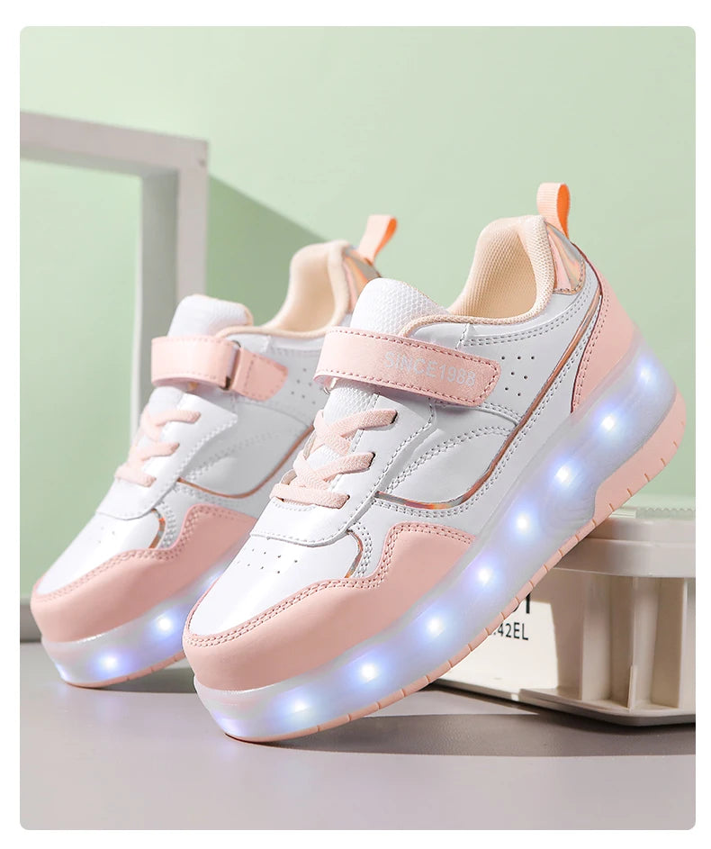 Children's LED Light Roller Skates – Multi-Functional Detachable Wheel Shoes, Size 29-41 for Students