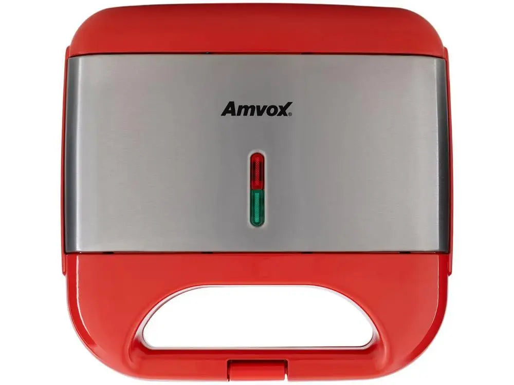 Amvox 750W Electric Sandwich Grill – Red, Non-Stick, 110V