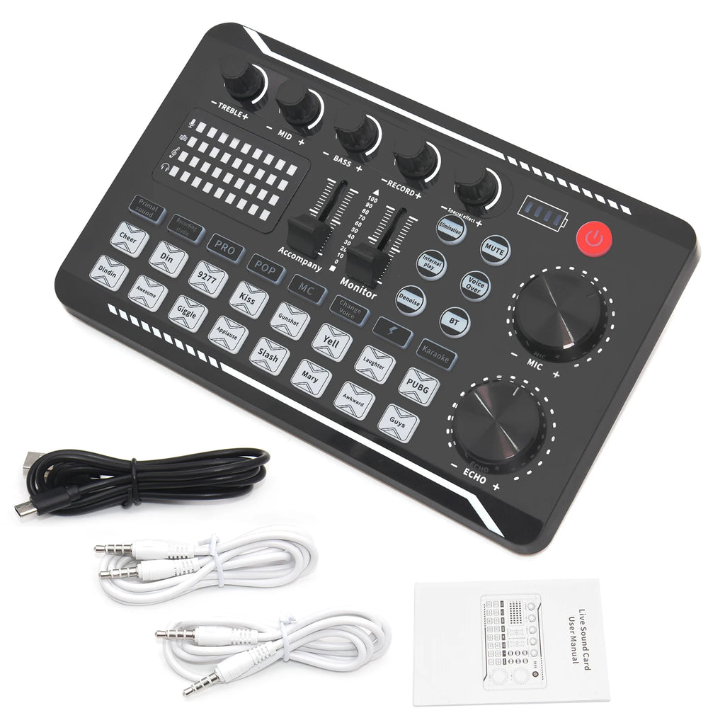 Live Sound Card Audio Mixer — USB Interface for Streaming, Recording & Podcasting