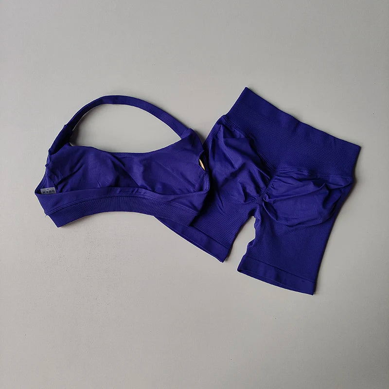 Halter Neck Sports Bra & High-Waist Shorts Yoga Set — Women’s Activewear