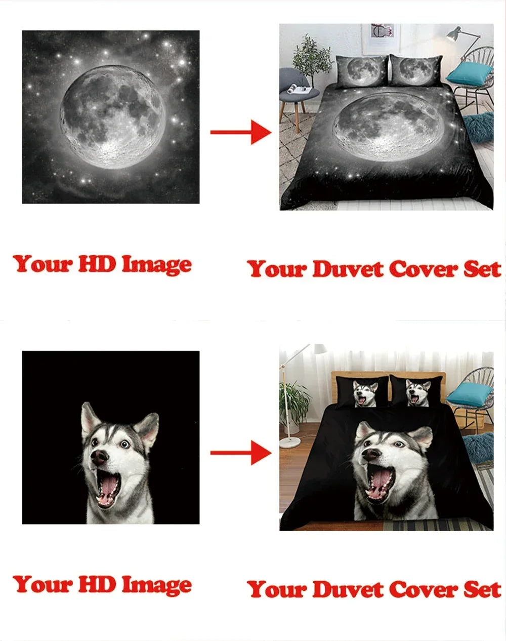 3D Printed Graphic Bedding Set – Duvet Cover with Pillowcases, Twin to King, 2 or 3 Piece