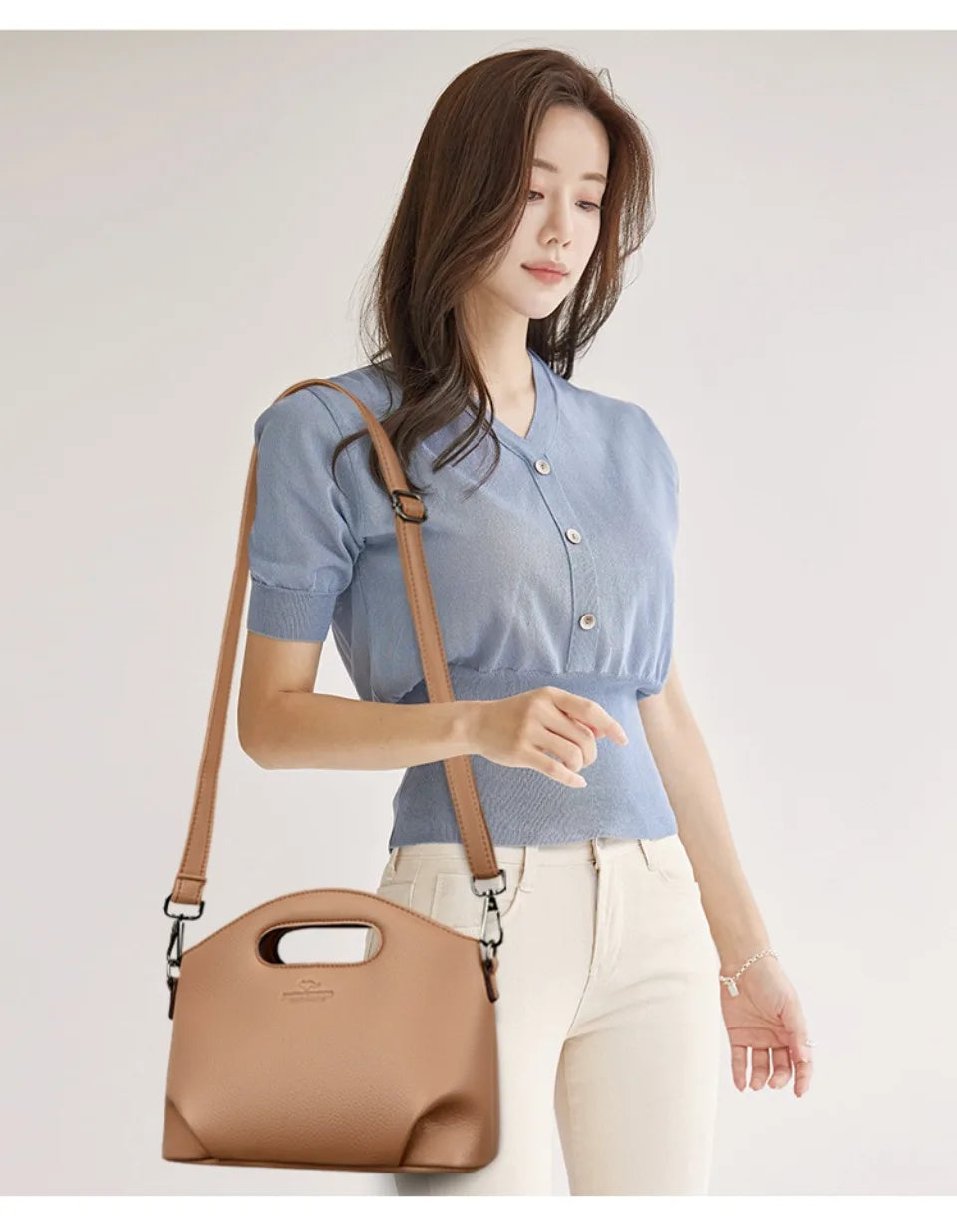 VANDERWAH Luxury Microfiber Leather Flap Shoulder Bag – Small Casual Tote Handbag for Women