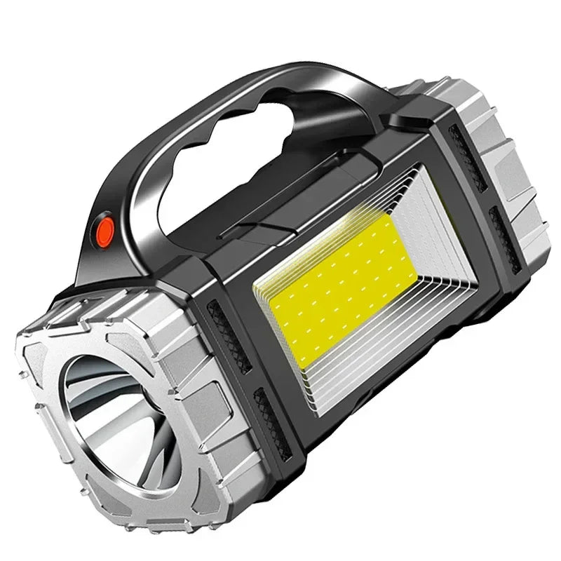 USB + Solar Rechargeable COB LED Flashlight – Powerful Outdoor Camping Torch & Portable Power Bank Searchlight