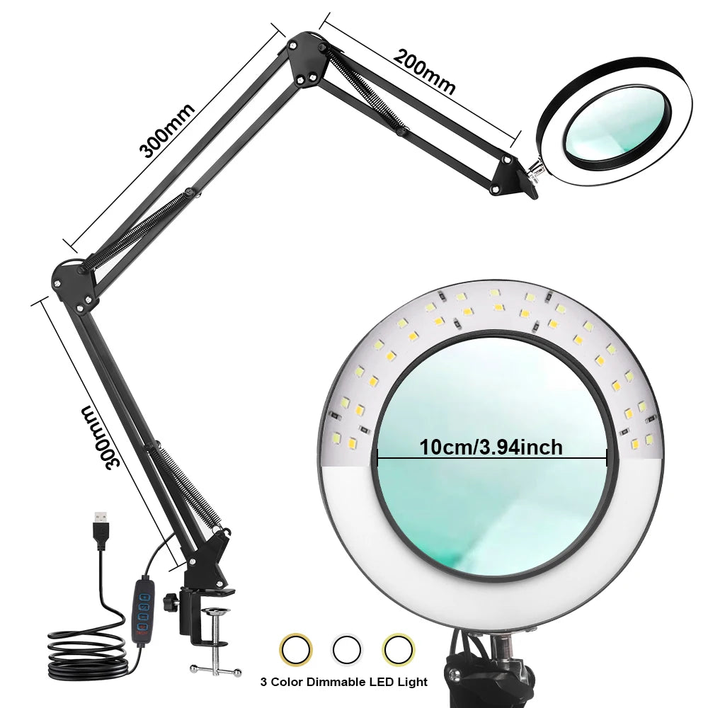 72-LED Illuminated Magnifier with 3-Color Lighting