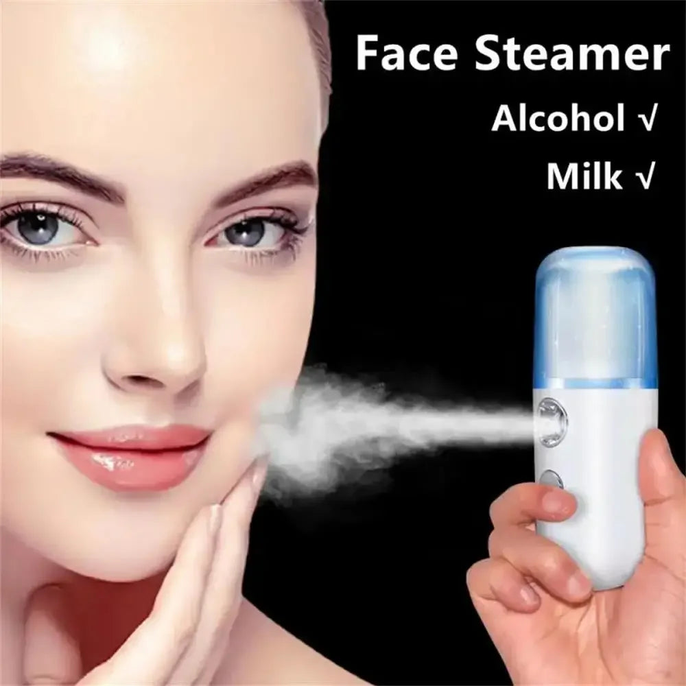Portable Nano Mist Facial Steamer — USB Rechargeable Deep Hydration Skin Care for Home & Travel