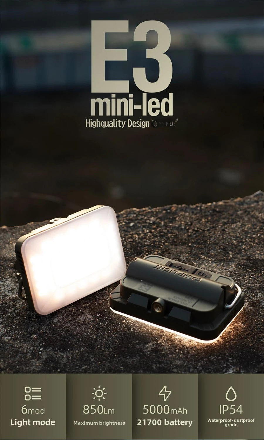 5000mAh LED Camping Tent Light – Rechargeable Waterproof Portable Hanging Emergency Lantern