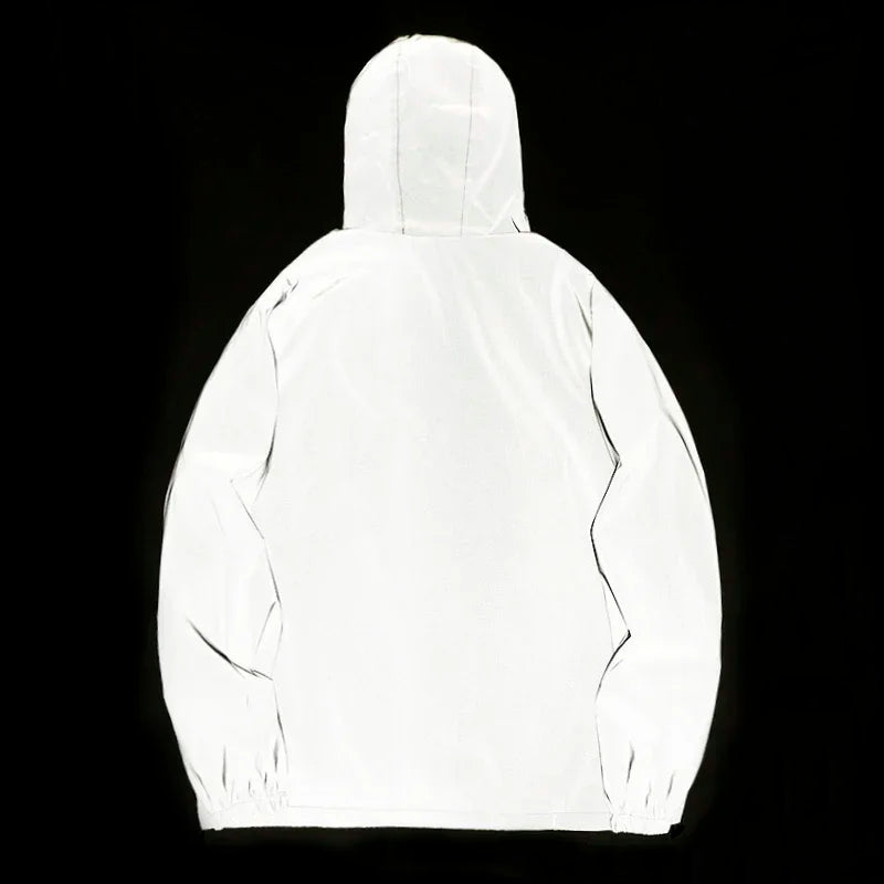 Reflective Luminous Couple Dancer Jacket — Solid Color Polyester Windbreaker