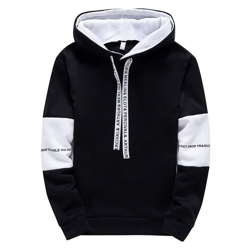 Men's Letter Print Hooded Sweatshirt — Hip Hop Pullover Sports Hoodie