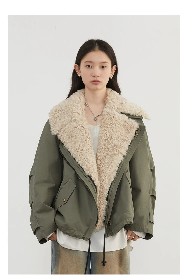 Women's Retro Motorcycle Cotton Overcoat – Loose Thick Streetwear Jacket