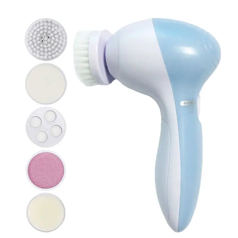 5-in-1 Electric Facial Cleansing Brush — Blackhead Removal, Spa Massage, Skin Care Tool