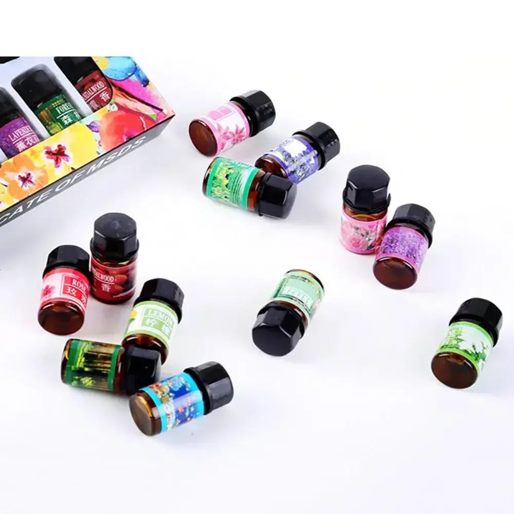 12-Pack Natural Aromatherapy Essential Oil Set — Air Freshener for Diffuser, AC & Humidifier