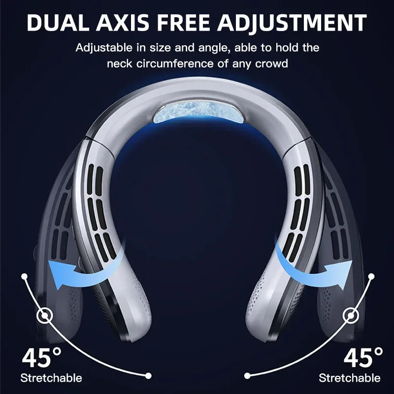 Lenovo 8000mAh Bladeless Neckband Fan — Digital Display USB Rechargeable Portable Neck Air Cooler