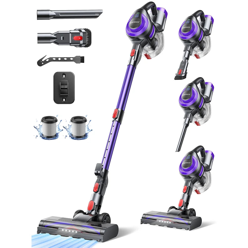 Laresar V10 Lite Cordless Vacuum Cleaner — 38000Pa Strong Suction, 45-Min Runtime, Smart Button for Carpet & Hair
