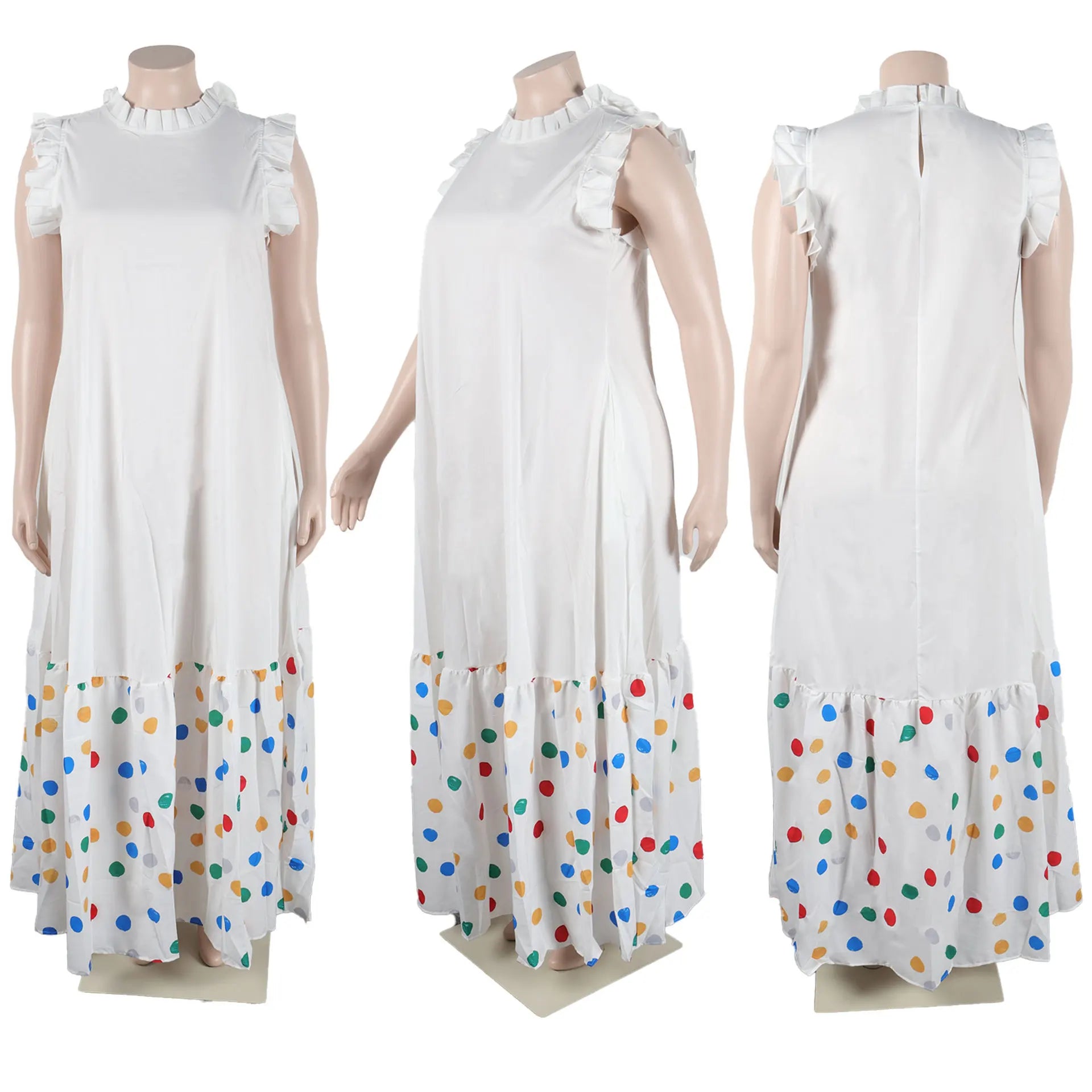 Sleeveless Ruffles A-Line Loose Elegant Maxi Dress — Casual Splice Sexy Long Dress