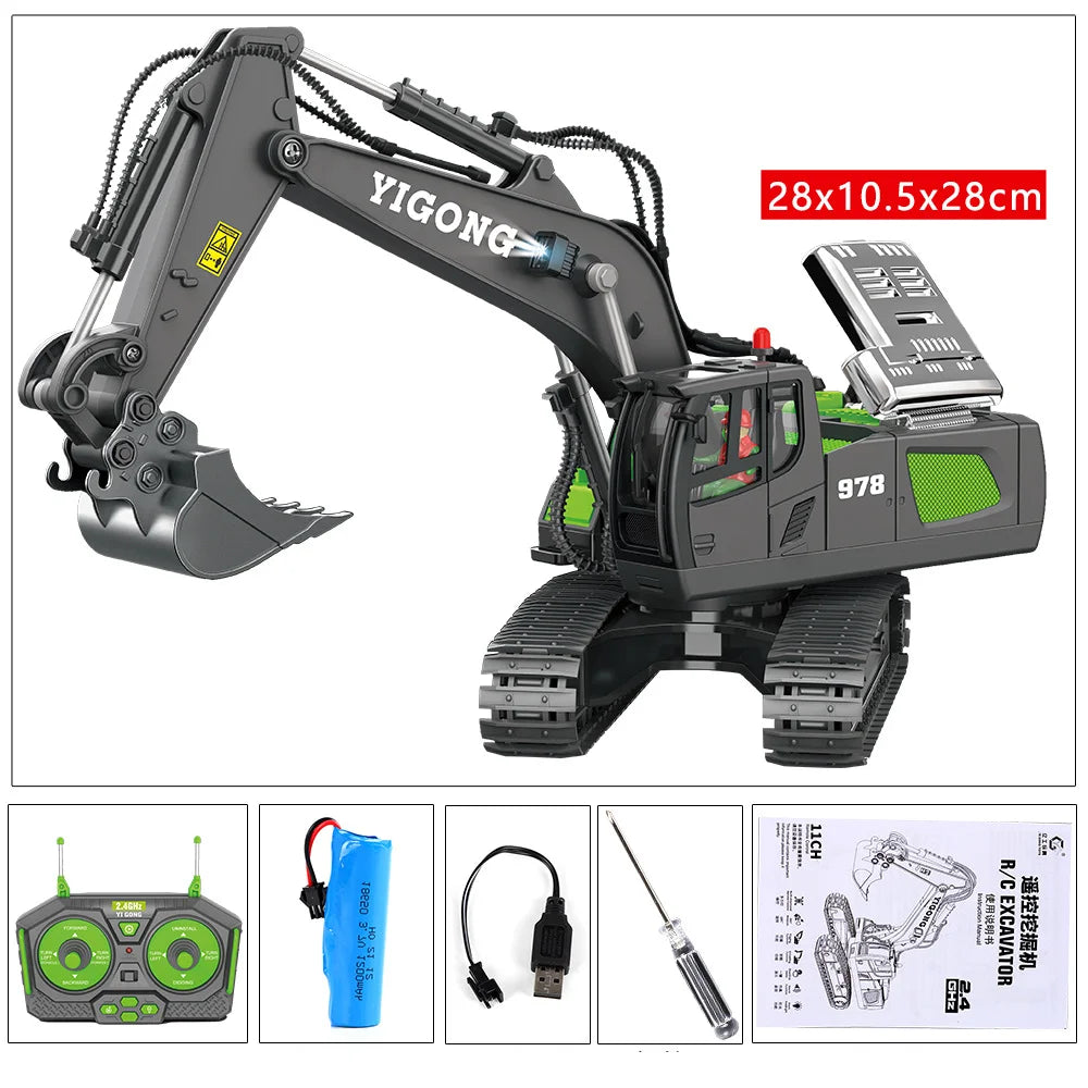 RC Excavator & Construction Toy Set – Remote Control Dump Truck & Bulldozer for Kids