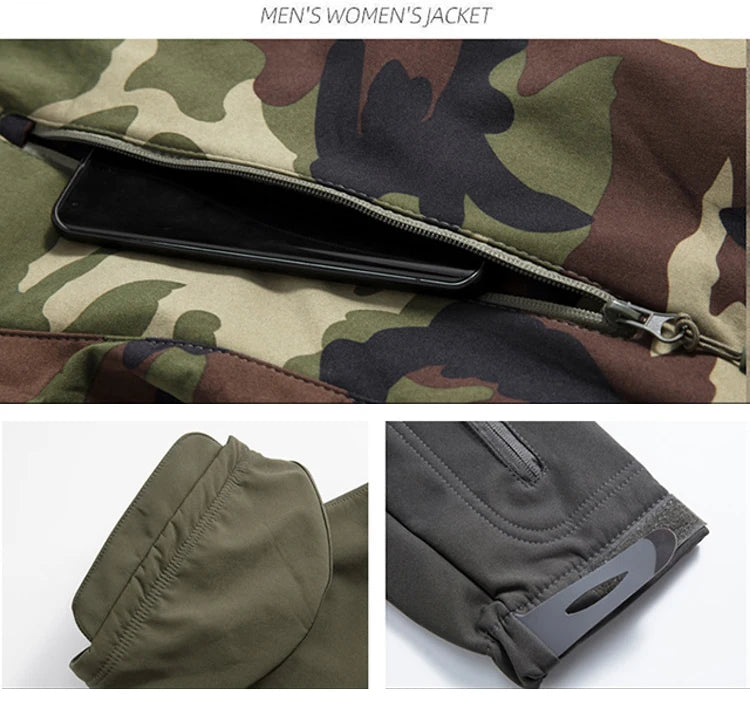 Men's Soft Shell Tactical Fleece Hooded Jacket