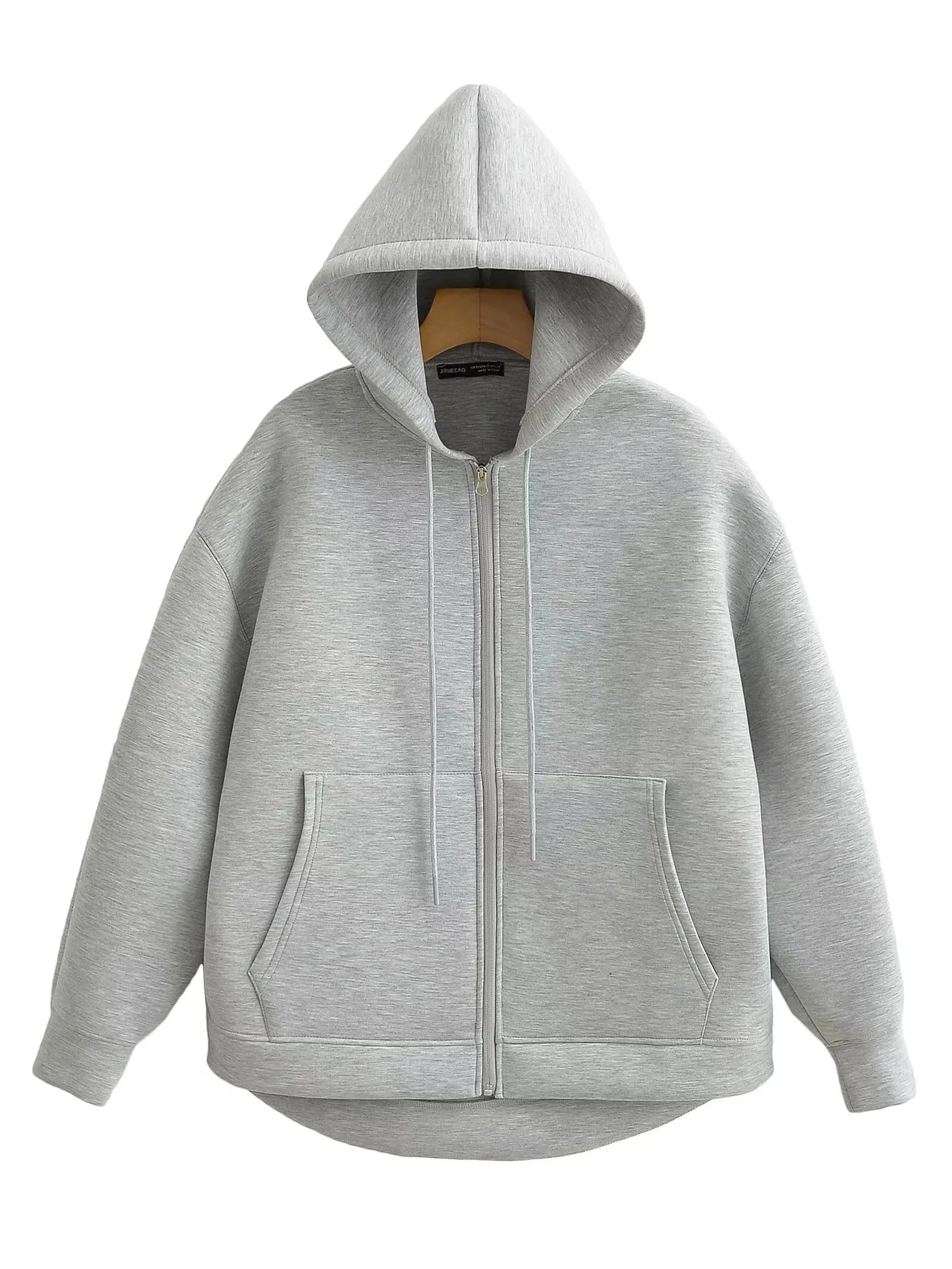 Women's Oversized Zip-Up Hoodie Coat – High Street Double Pocket Outerwear