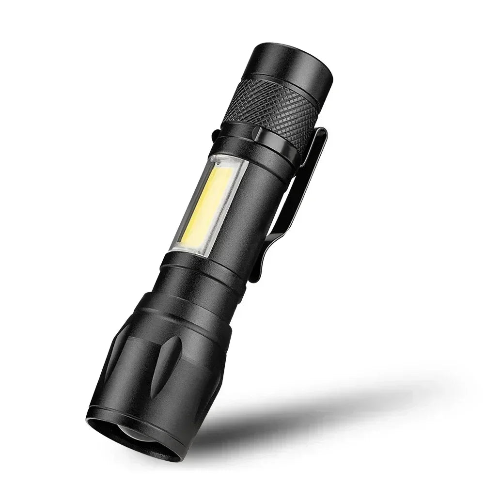 2000 Lumen P50 LED Tactical Flashlight – IP67 Waterproof, Telescopic Zoom, LCD Display, Type-C Rechargeable