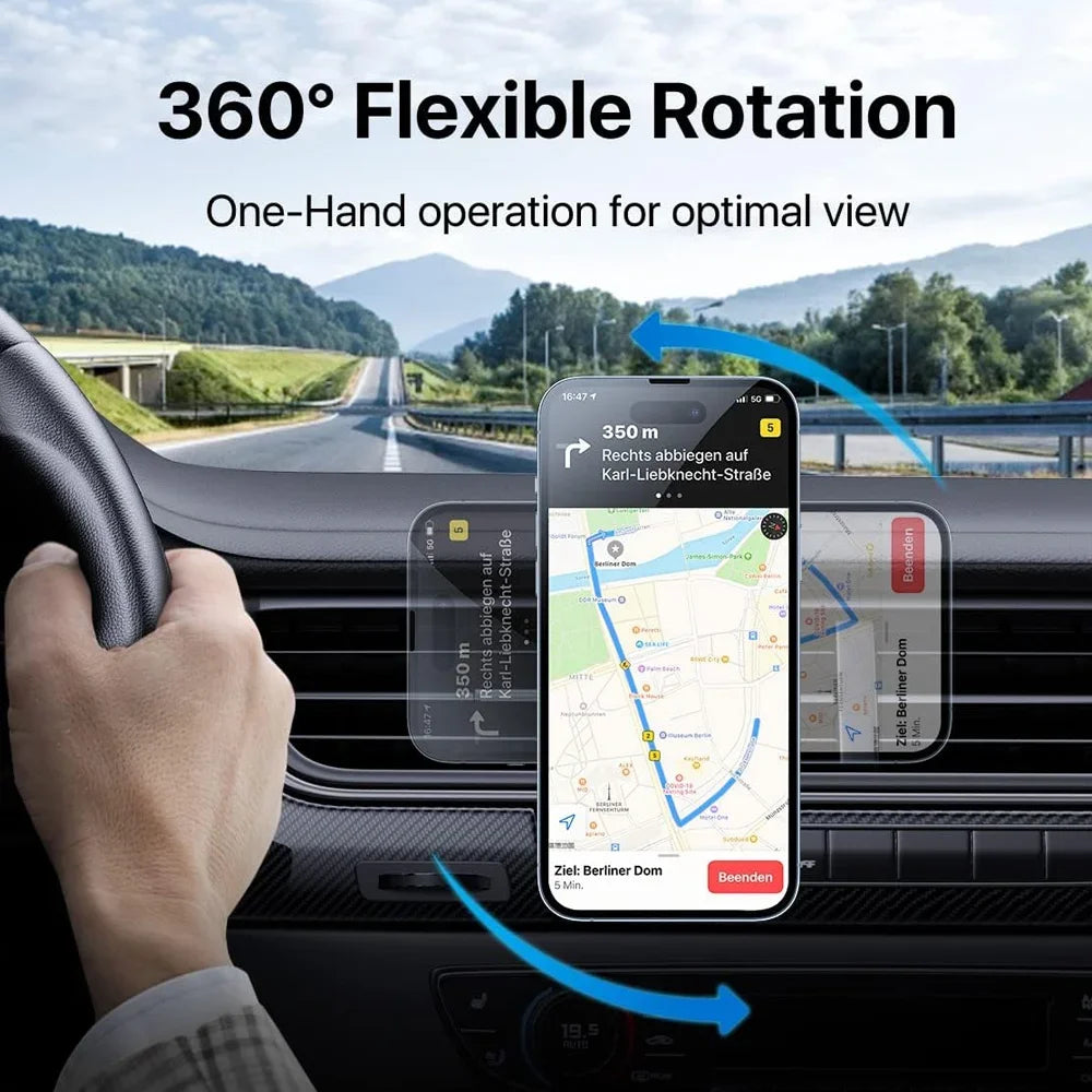 30W Magnetic Car Wireless Charger with LED Light – Phone Mount for iPhone 12–17 Pro Max