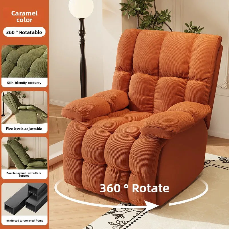 Five-Position Fabric Lounge Chair with Padded Arms