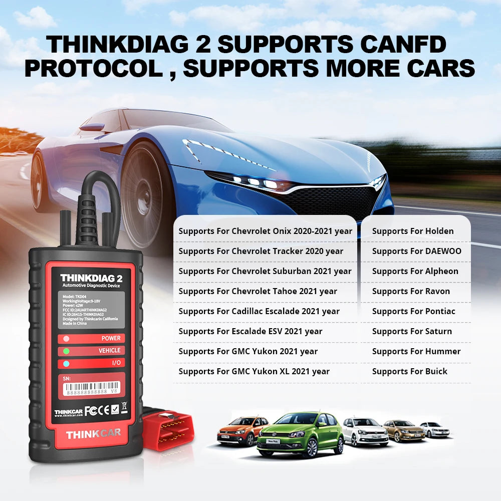 THINKCAR Thinkdiag 2 OBD2 Scanner — Full System Diagnostic Tool for All Car Brands