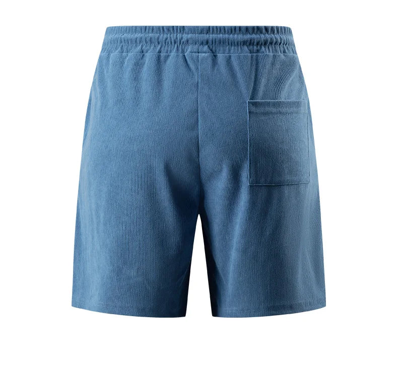 Men's Corduroy Stretch Letter Print Shorts — Casual Textured Shorts