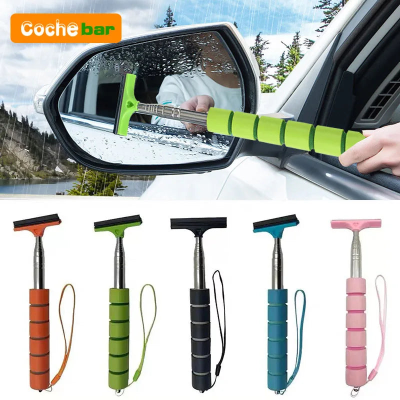 Telescopic Car Rearview Mirror Wiper & Window Cleaning Brush – 21–98cm, 5 Colors