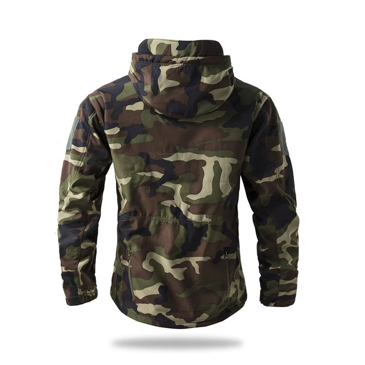 Men's Soft Shell Tactical Fleece Hooded Jacket