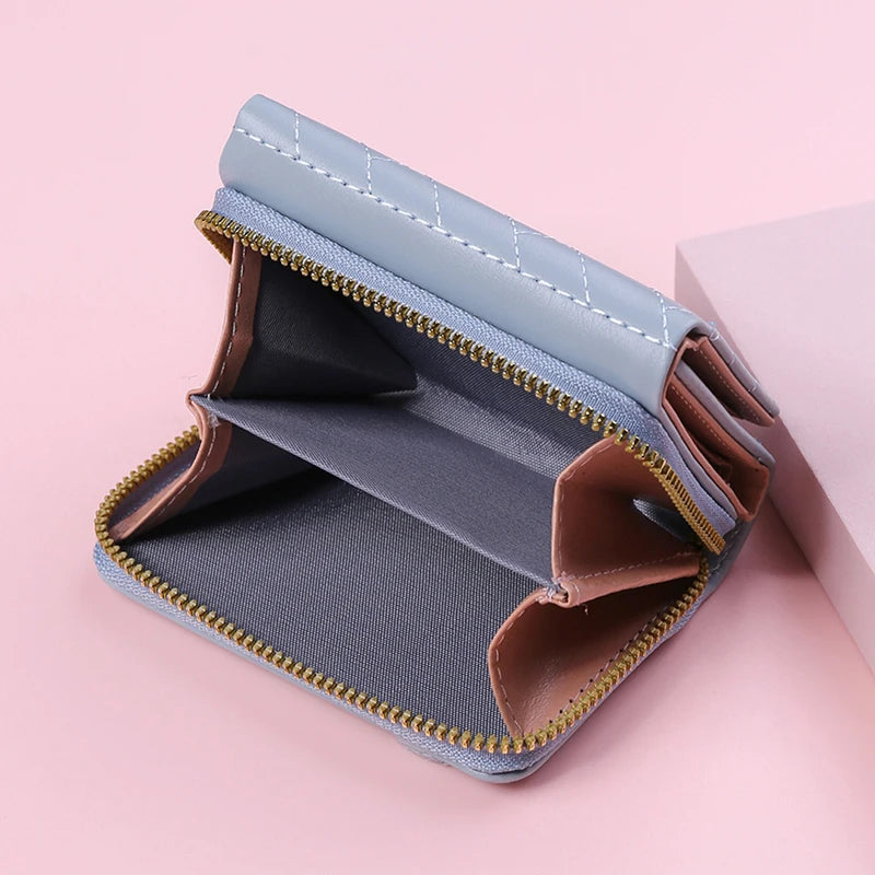 Women's Tri-Fold Wallet – Embroidered Love Pattern, Multi-Slot Card Holder