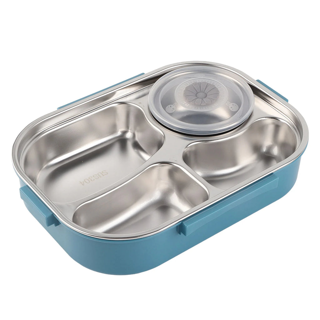 1500ml 4-Compartment Bento Lunch Box – Stainless Steel