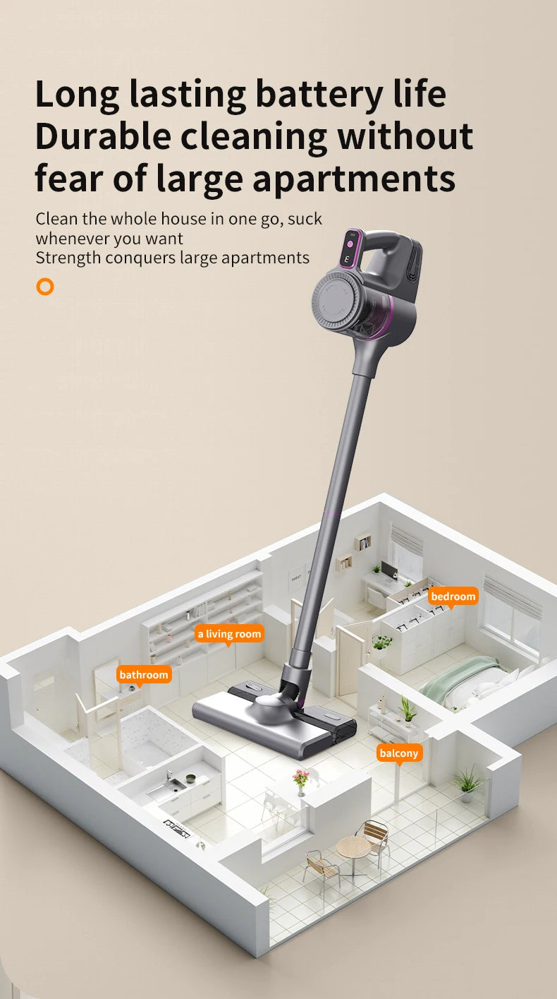Cordless Vacuum Cleaner 15000Pa — 2-in-1 Stick & Handheld, Lightweight for Carpet, Hardwood Floor, Pet Hair & Car