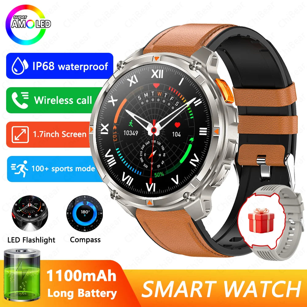 T-Rex3 Pro GPS Military Smartwatch – 1100mAh, 5ATM Waterproof, Sports Run Tracker & Compass