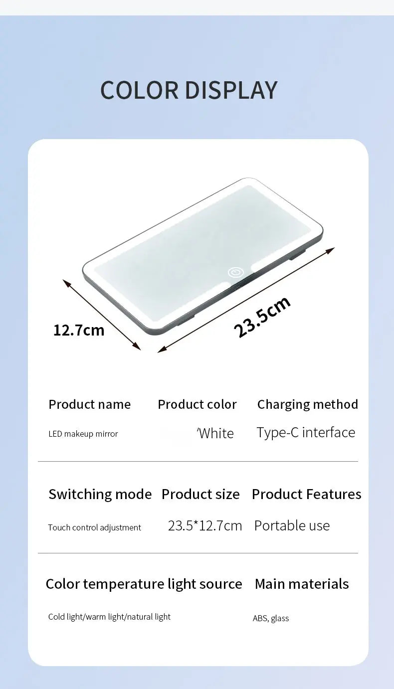 LED Car Sun Visor Vanity Mirror — Rechargeable HD Makeup Mirror