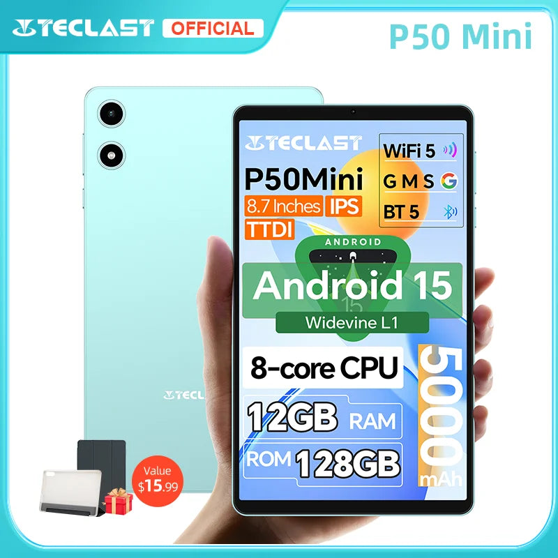 Teclast P50 Mini 8.7" Android 15 Tablet – 12GB RAM, 128GB, 90Hz, Widevine L1