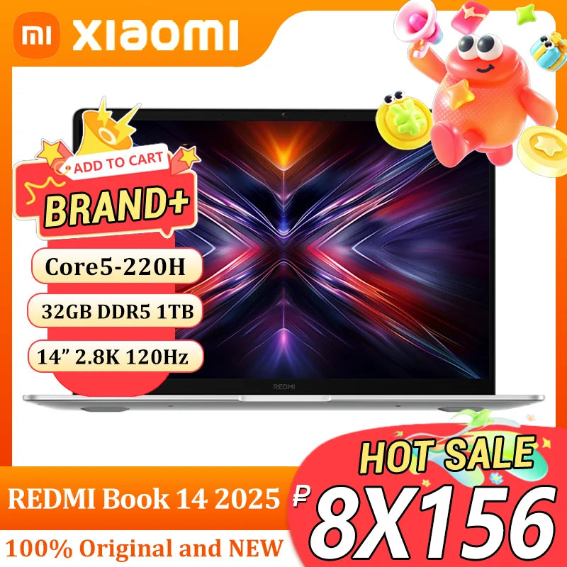 Xiaomi Redmi Book 14 2025 Laptop – Intel Core 5 220H, 2.8K 120Hz Display, 16GB/32GB DDR5, Up to 1TB SSD