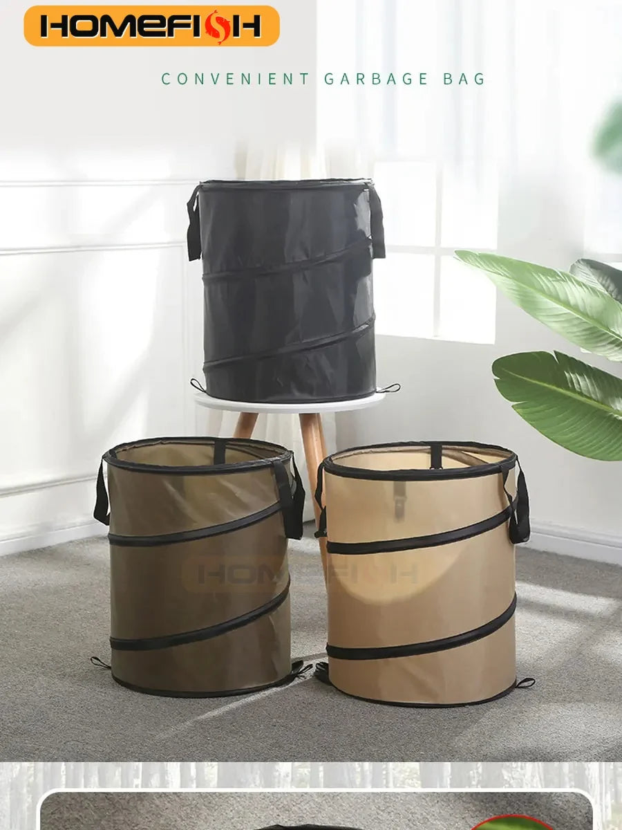 Pop-Up Folding Trash Can — Portable Outdoor Camping Garden Garbage Bag Leaf Bucket