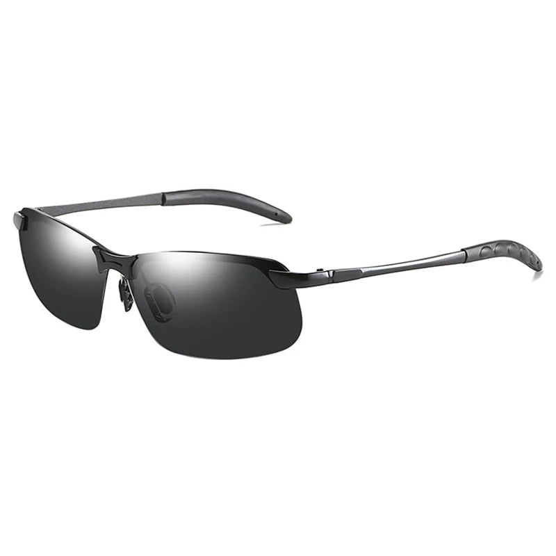 Half-Frame Photochromic Polarized Sunglasses | Vintage Metal Night Vision Driving Shades