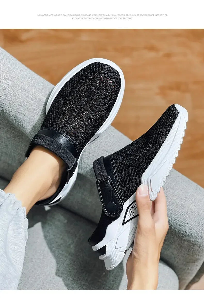 Men's Orthopedic Mesh Sandal Slippers – Hollow Out Breathable Diabetic Walking Shoes with Arch Support