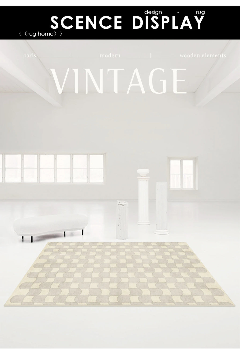 French Retro Checkerboard Plush Rug – Large Area Plaid Carpet for Bedroom & Living Room, 20 Styles & 10 Sizes