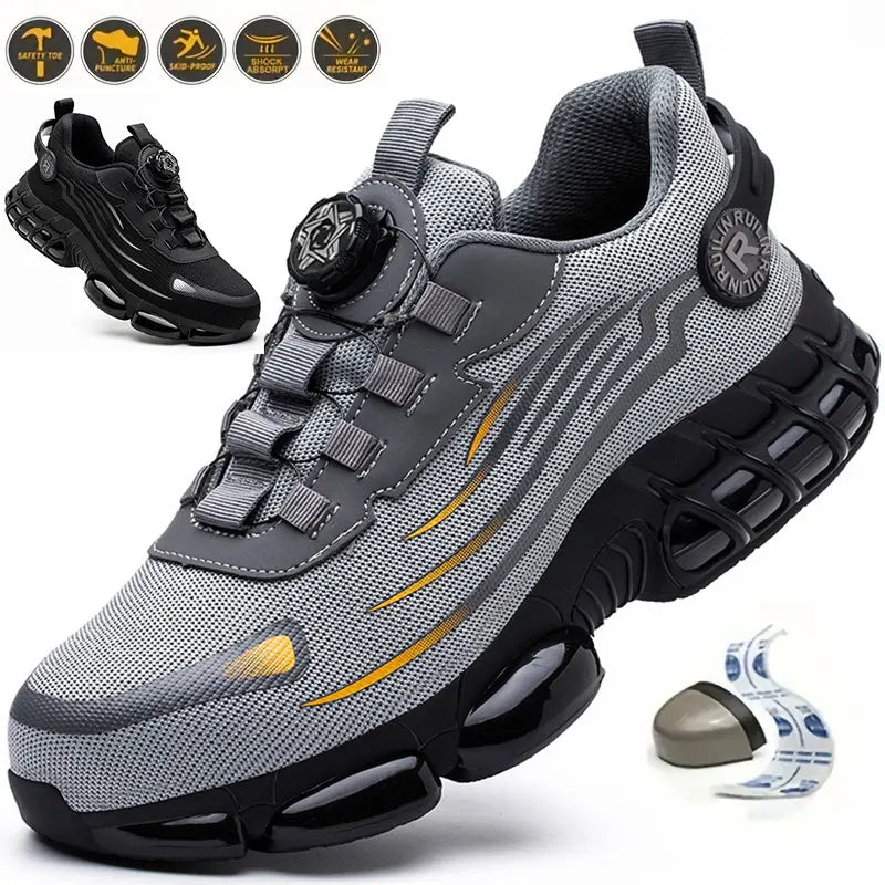 Men's Air Mesh Button-Closure Work Shoes