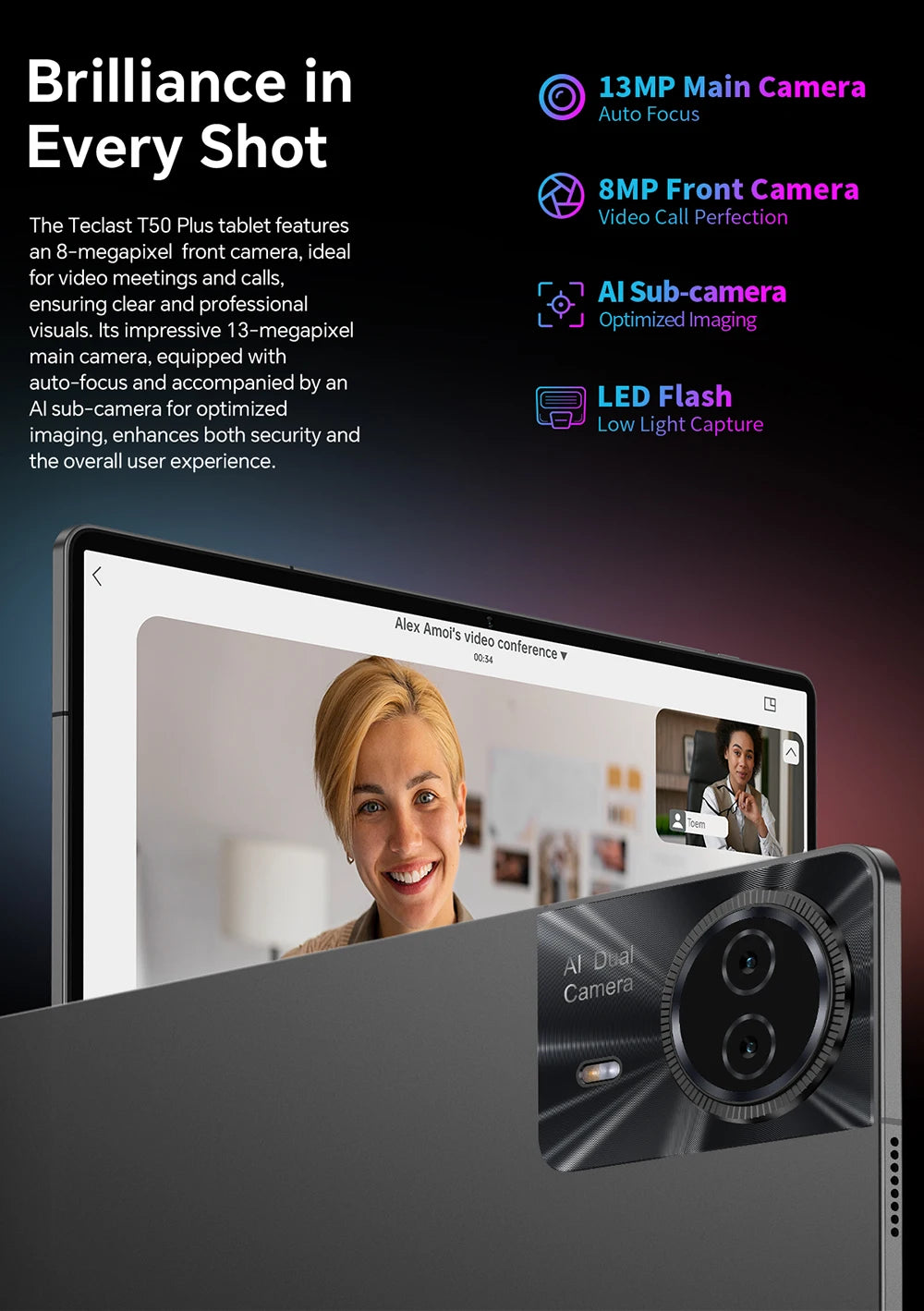 Teclast T50 Plus 11" Android 16 Tablet – 8GB RAM, 128GB, 120Hz, 4G LTE, Widevine L1