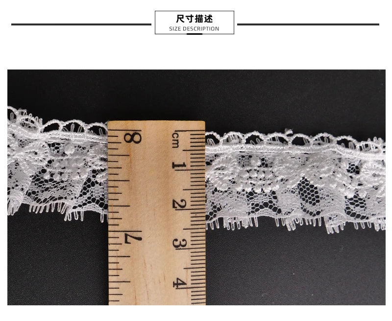 White Lace Ribbon Bow Trim — Embroidered Edge for Dresses, Bridal & DIY Crafts