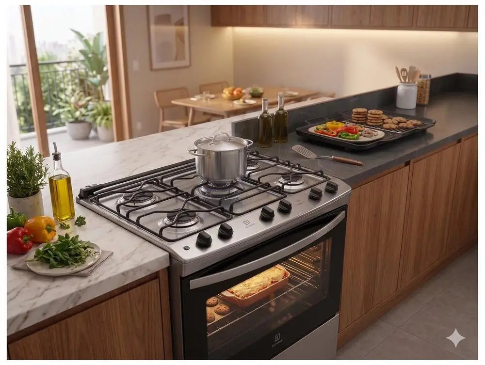Electrolux 5-Burner Stainless Steel Gas Range – Efficient Inox Grey, Bivolt (FE5IG)