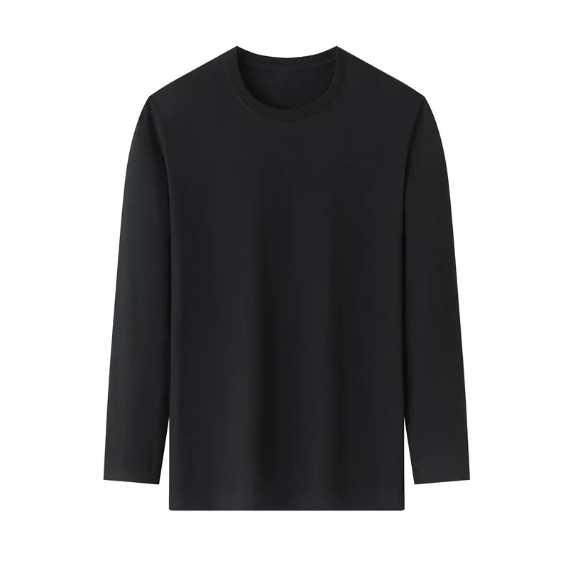 Men's Solid Color Round Neck Cotton Long Sleeve Tee — Everyday Essential