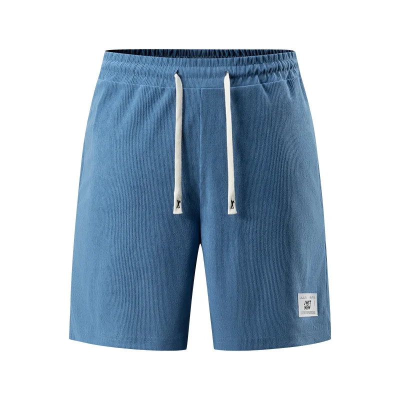 Men's Corduroy Stretch Letter Print Shorts — Casual Textured Shorts