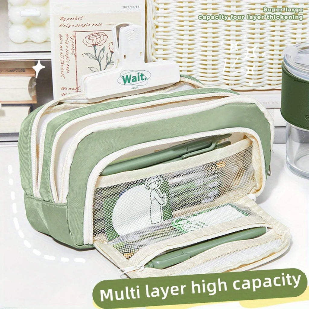 Large Capacity Pencil Case – Handheld Pen Bag & Cosmetic Pouch for School, Office & Travel