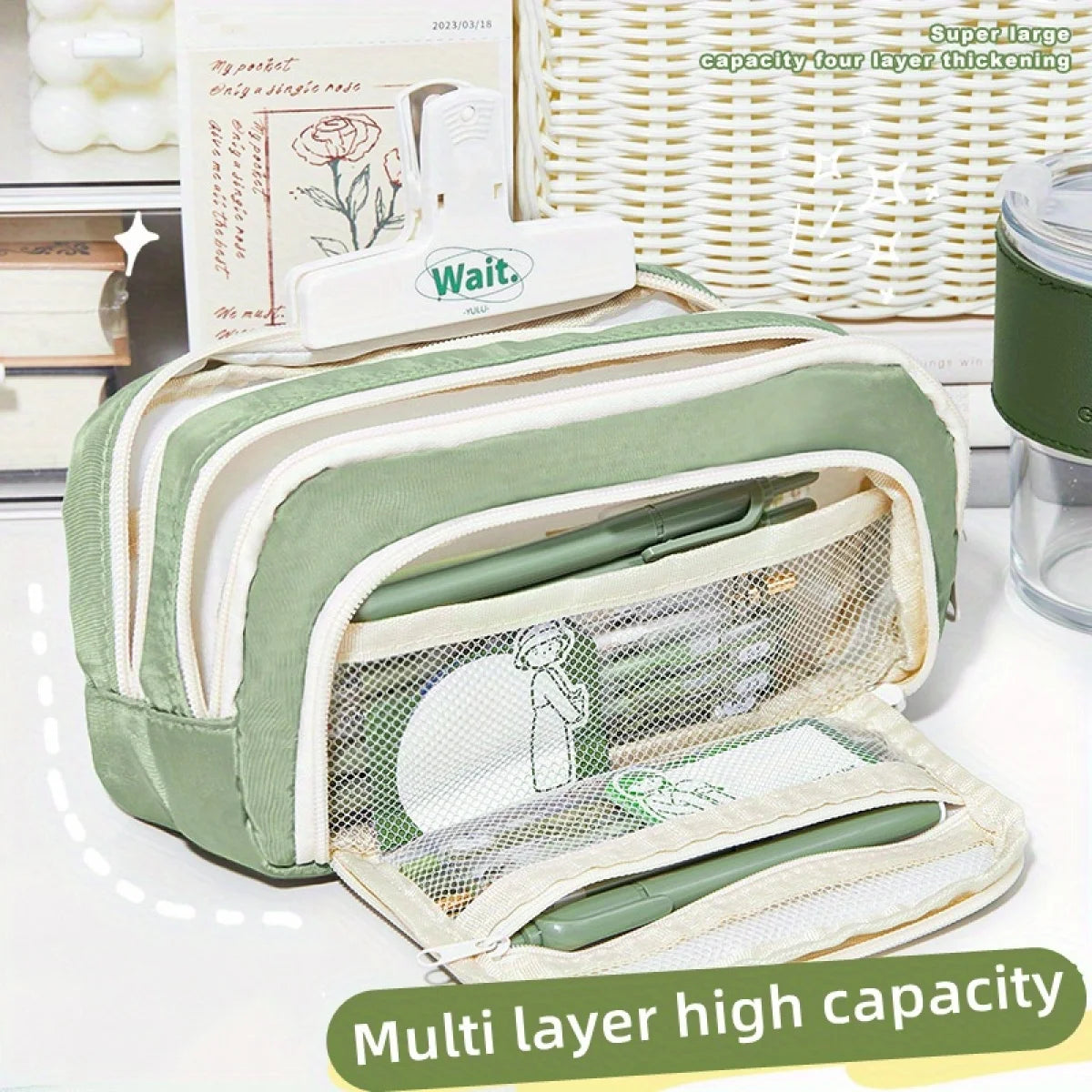 Large Capacity Pencil Case – Handheld Pen Bag & Cosmetic Pouch for School, Office & Travel