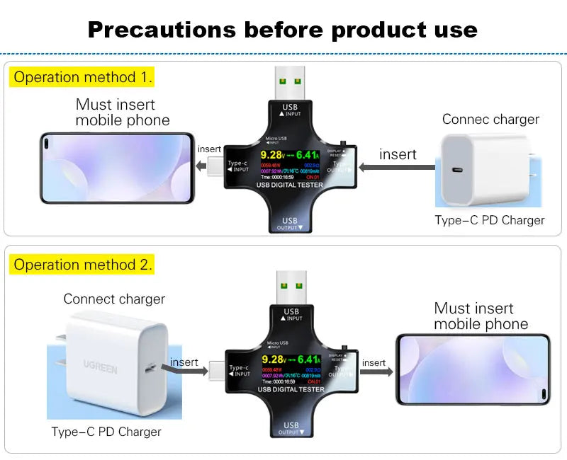 USB Tester Type-C PD Digital Capacity Meter — Voltage, Current & Power Measurement